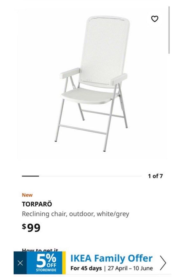 Ikea Torparo reclining chair, Furniture & Home Living, Furniture