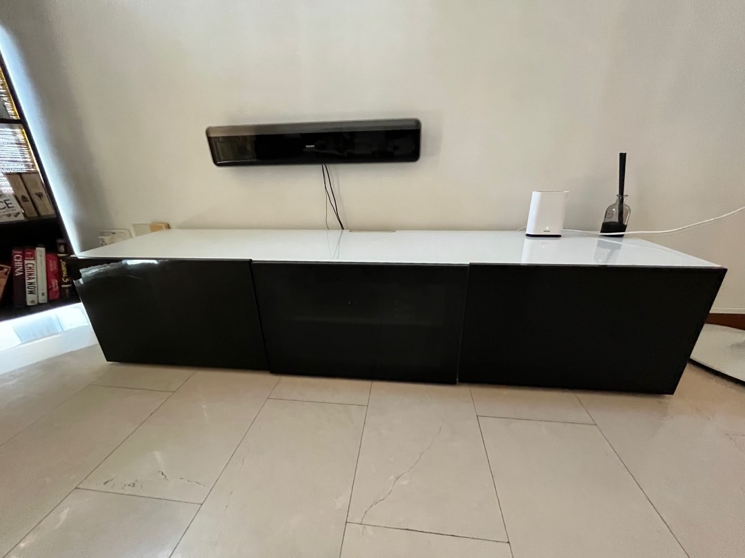 IKEA tv console with glass top, Furniture & Home Living