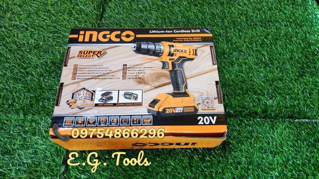 INGCO 20V Li-Ion Cordless Drill - CDLI20051 (Category: Construction Tools & Equipment) located in Caloocan City. Submitted by emgaile (Listing ID 1244480217, Image 3). Description: INGCO 20V Cordless Drill - CDLI20051 Specification : *Voltage: 20V *No Load Speed: 0-400/0-1500/min *Max. Torque: 45NM *Chunk Capacity: 0.8-10mm *Torque Setting: 15+1 *Mechanical 2-speed gear *20V Lithium-ion 1.5Ah battery *Batteries Charge Volts: 220V-240V~50/60Hz *In