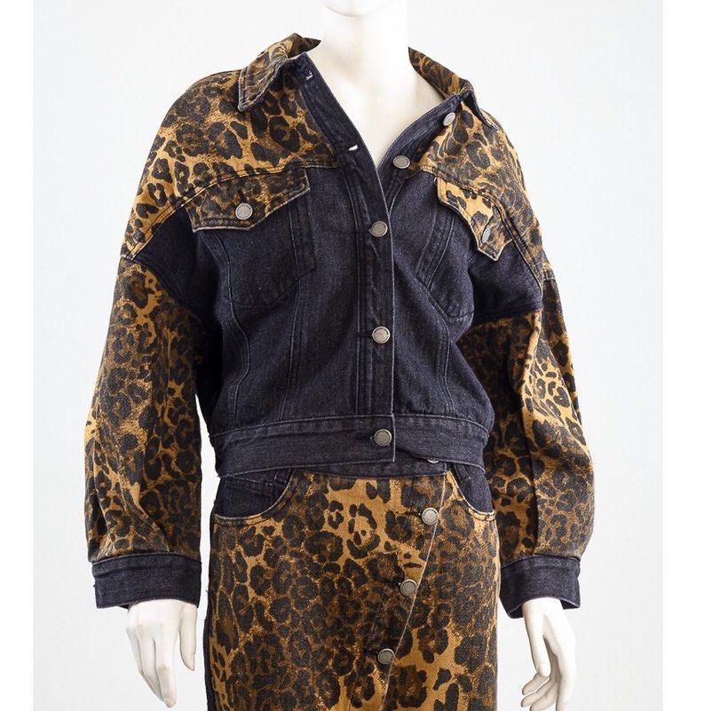 Leopard print cheap jacket and skirt