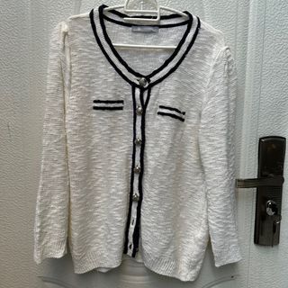 Knit outer sweater top rajut ala chanel