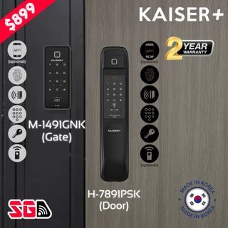 ⭐️Korea Bundle⭐️ Kaiser+ M1491GNK Gate + H7891PSK Push Pull Digital Door and Gate Lock (Big Euro Mortise)