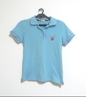 K-SWISS女生藍色POLO短袖衫 短袖T T恤 POLO衫 短袖上衣 女生上衣 M號 香港製造