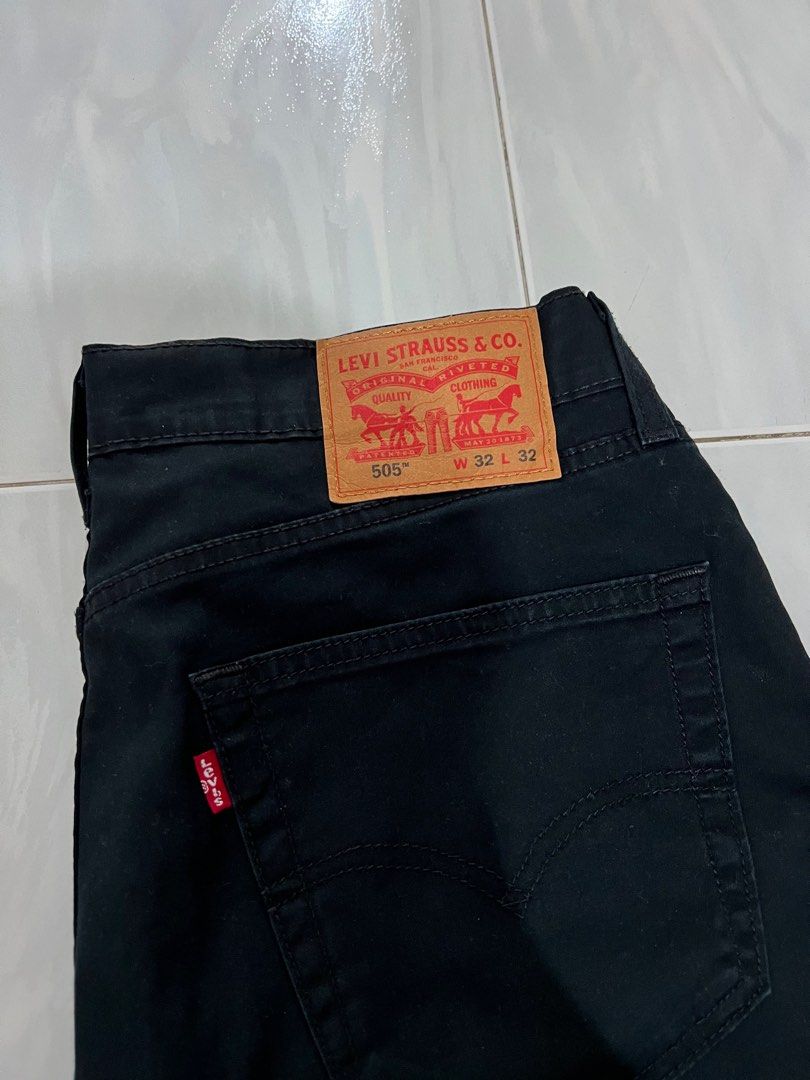 Levis 505 Cool Max Regular Cut Black Straight Jeans