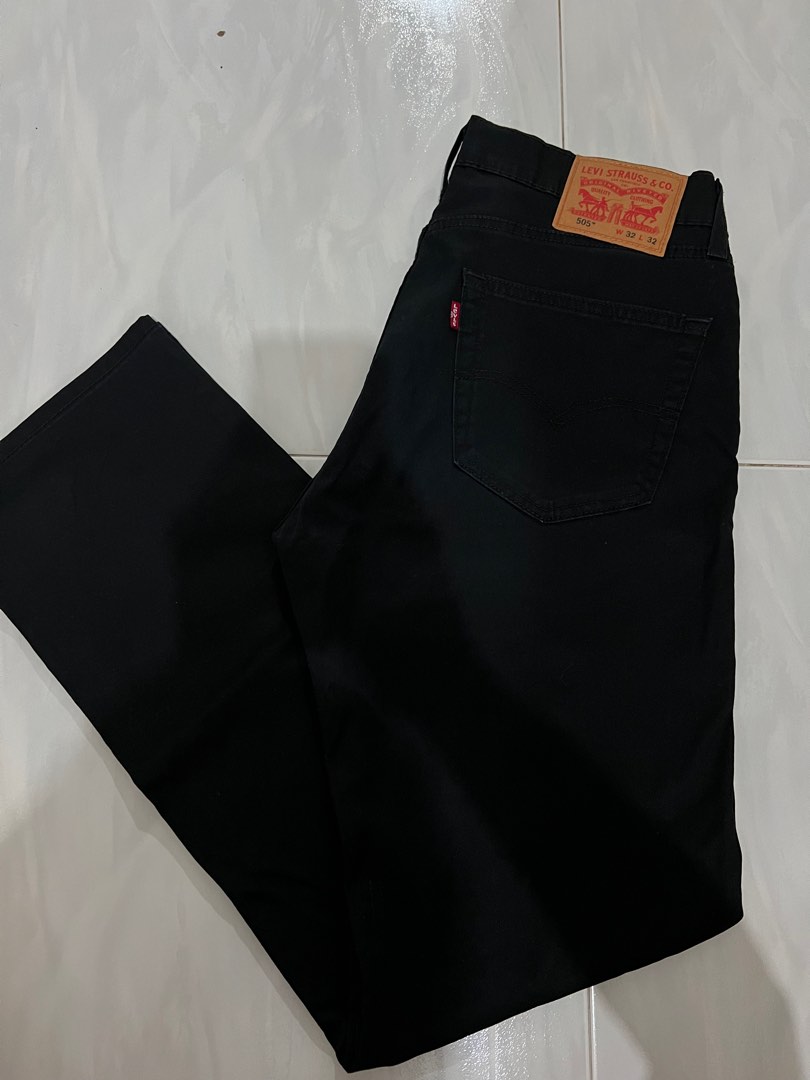 Levis 505 Cool Max Regular Cut Black Straight Jeans