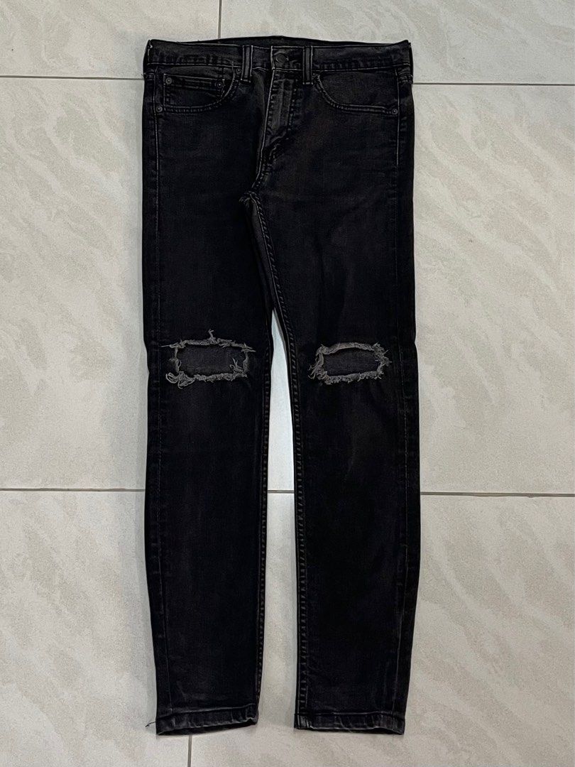 Black ripped jeans mens levis deals