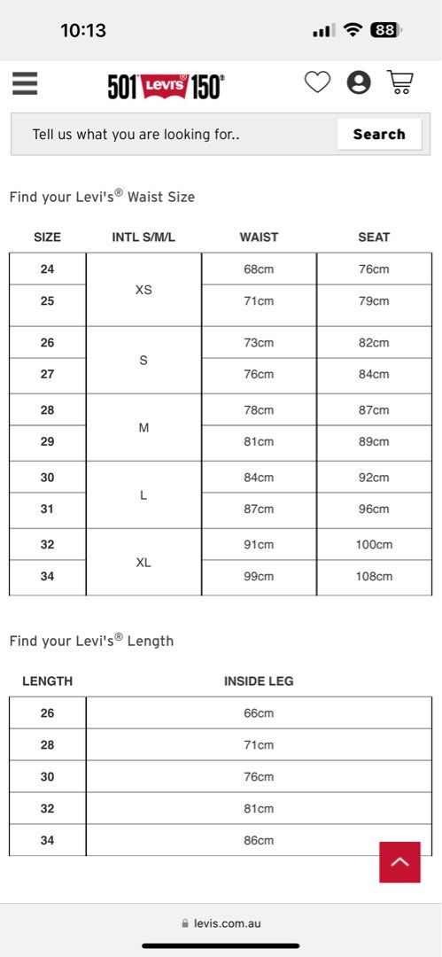 Levi's 721 size guide sales