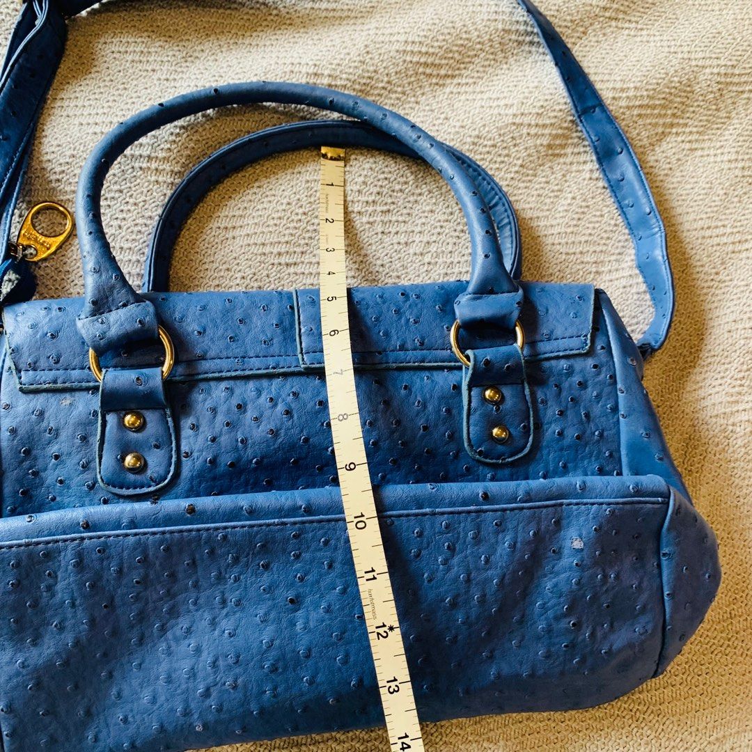 Limited! Blue Ostrich Stamped Leather Office Satchel Bag, Women's Fashion,  Bags & Wallets, Shoulder Bags on Carousell