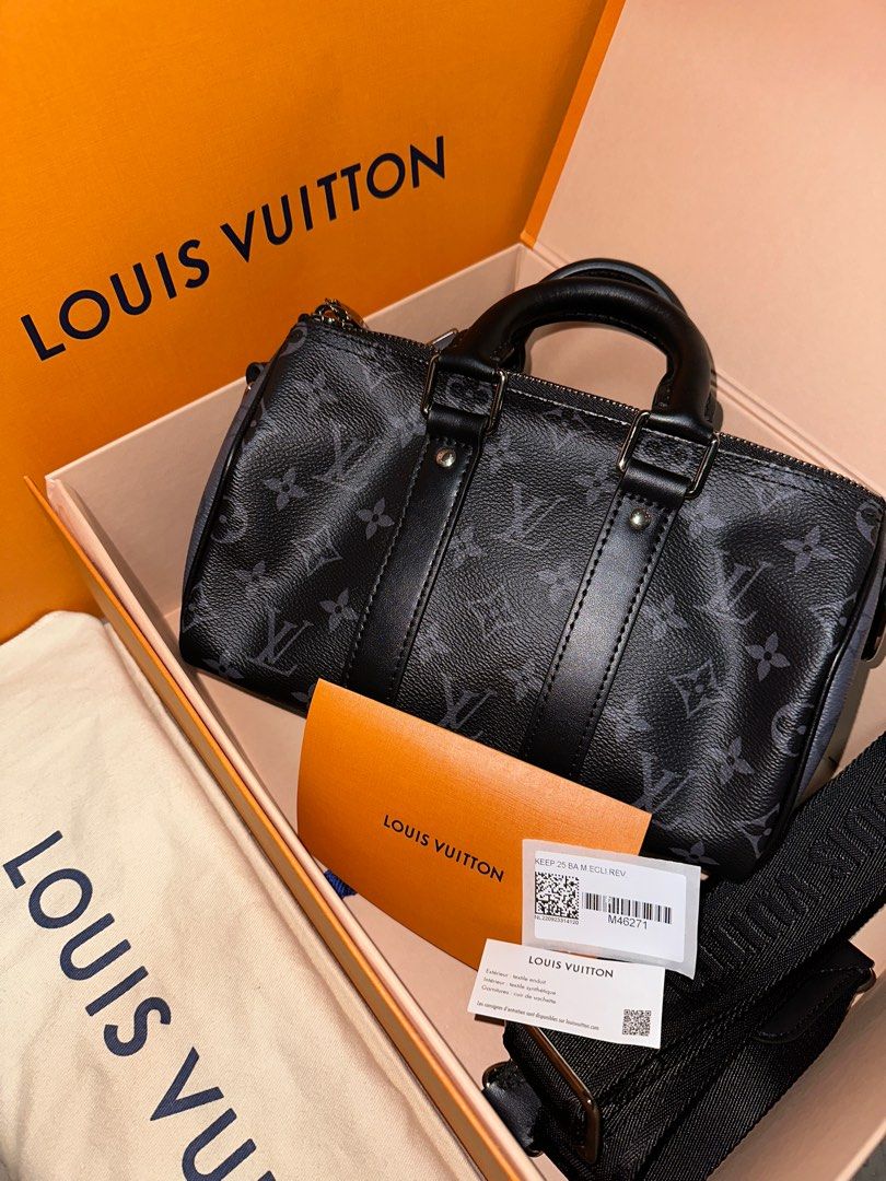 Louis Vuitton Keepall Bandouliere 25 Monogram Embossed Black for Men