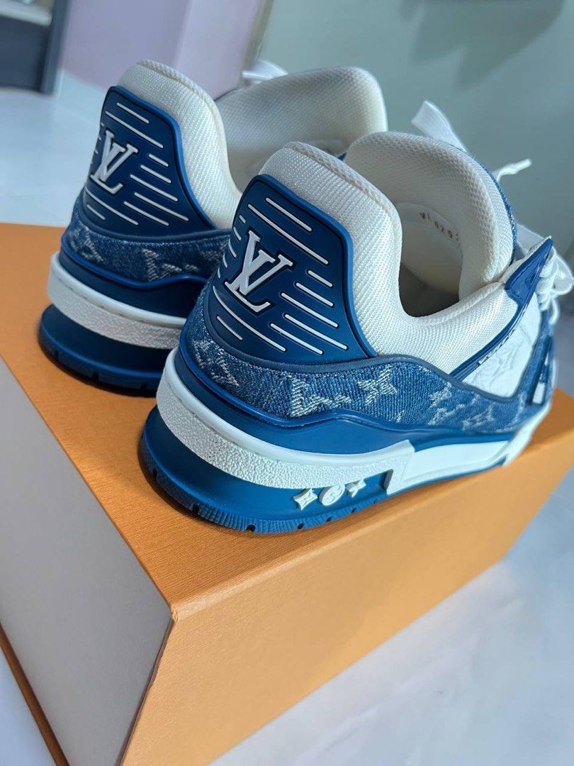 DS Louis Vuitton Trainer Sneaker Blue Denim US Men 8-13 LV Air