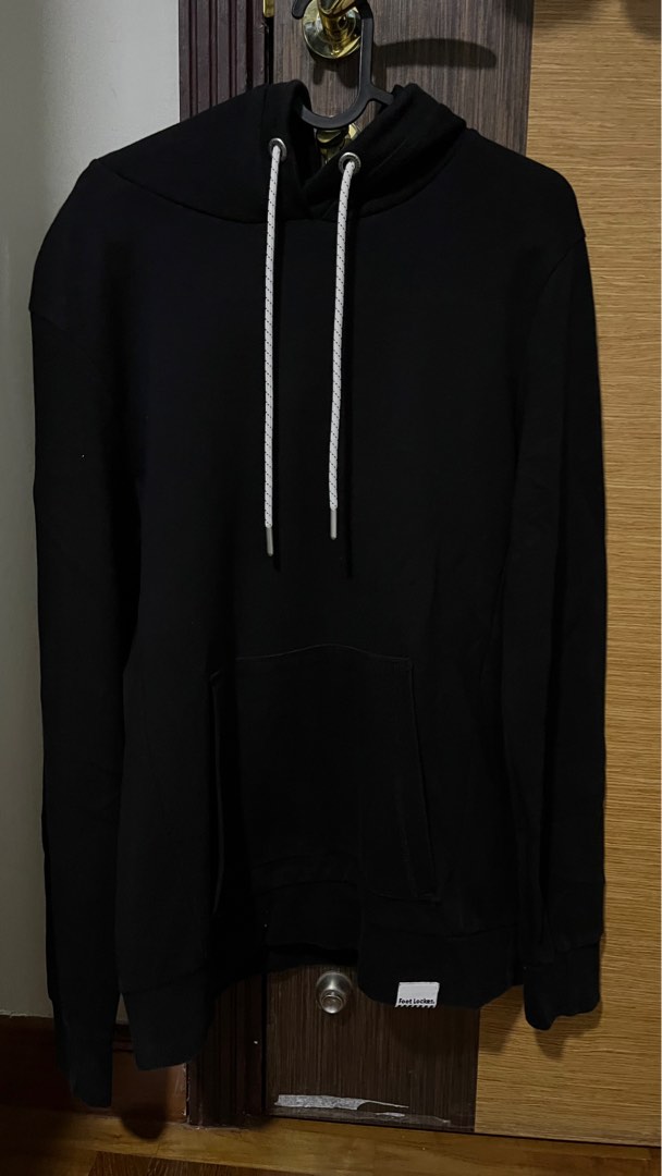 Mens black hoodie with white strings clearance