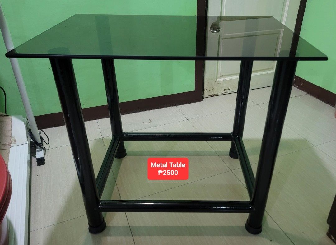 Metal table with glass / Dining Table / Computer Table / Office Table