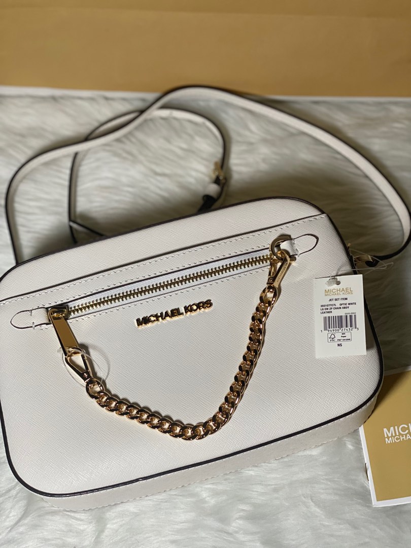 Michael Kors Jet Set Optic White Large Chain crossbody Luxury