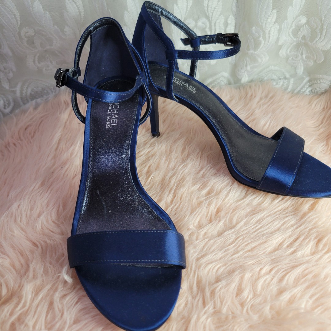 Michael Kors Simone Mid Sandal Ankle Strap Luxe Teal Heels Luxury