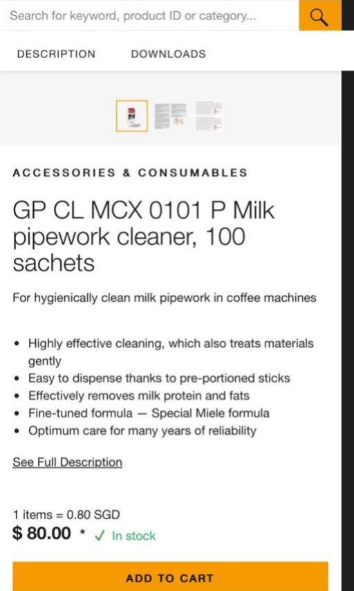 Miele Cleaning Agent for milk pipework, TV & Home Appliances, Other