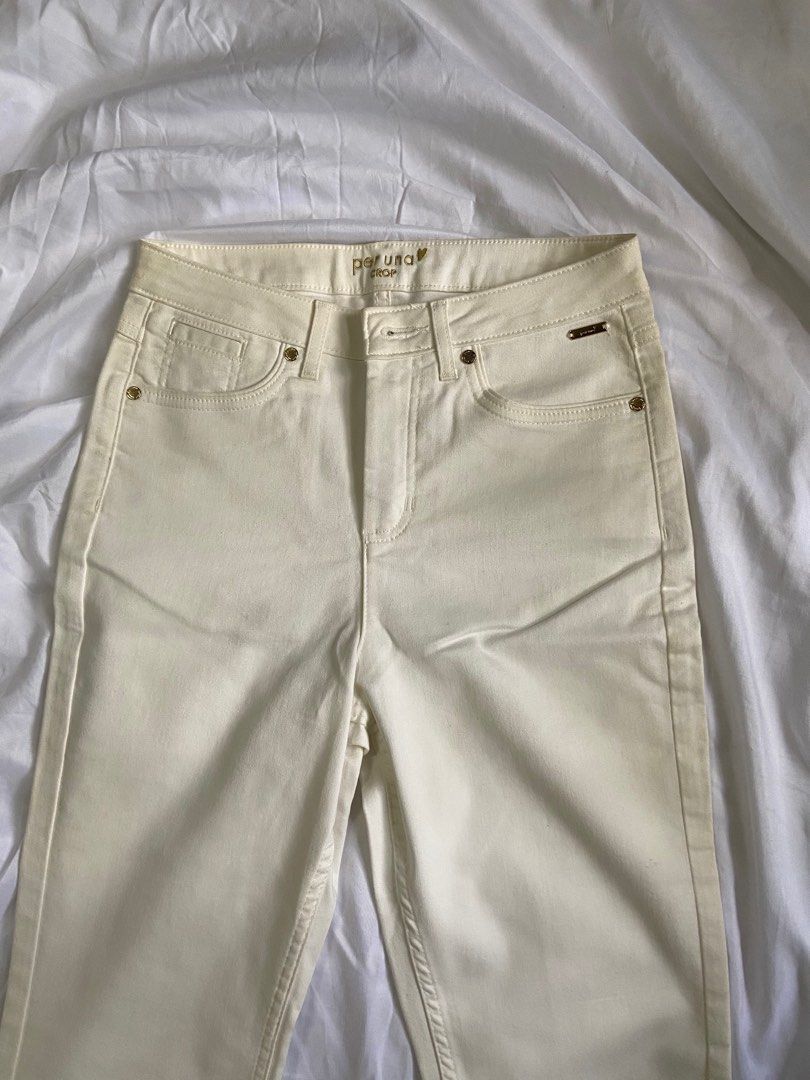 M&S Per Una White Crop Jeans/Pants on Carousell