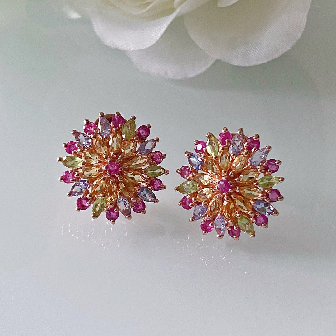 Multicoloured gemstone earrings Women s Fashion Jewelry