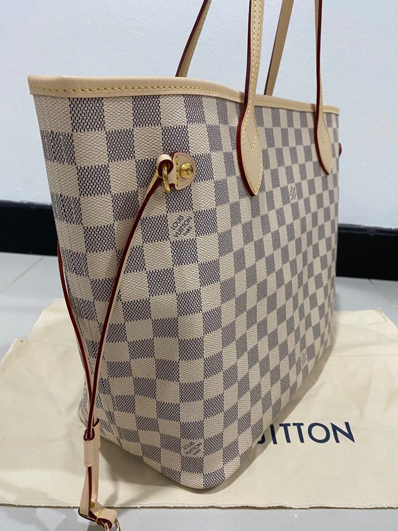 New Authentic Louis Vuitton Neverfull MM Damier Azur Beige With