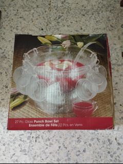 Vintage Punch Set Bowl, Stand, Cups, Plastic Ladle Wexford by