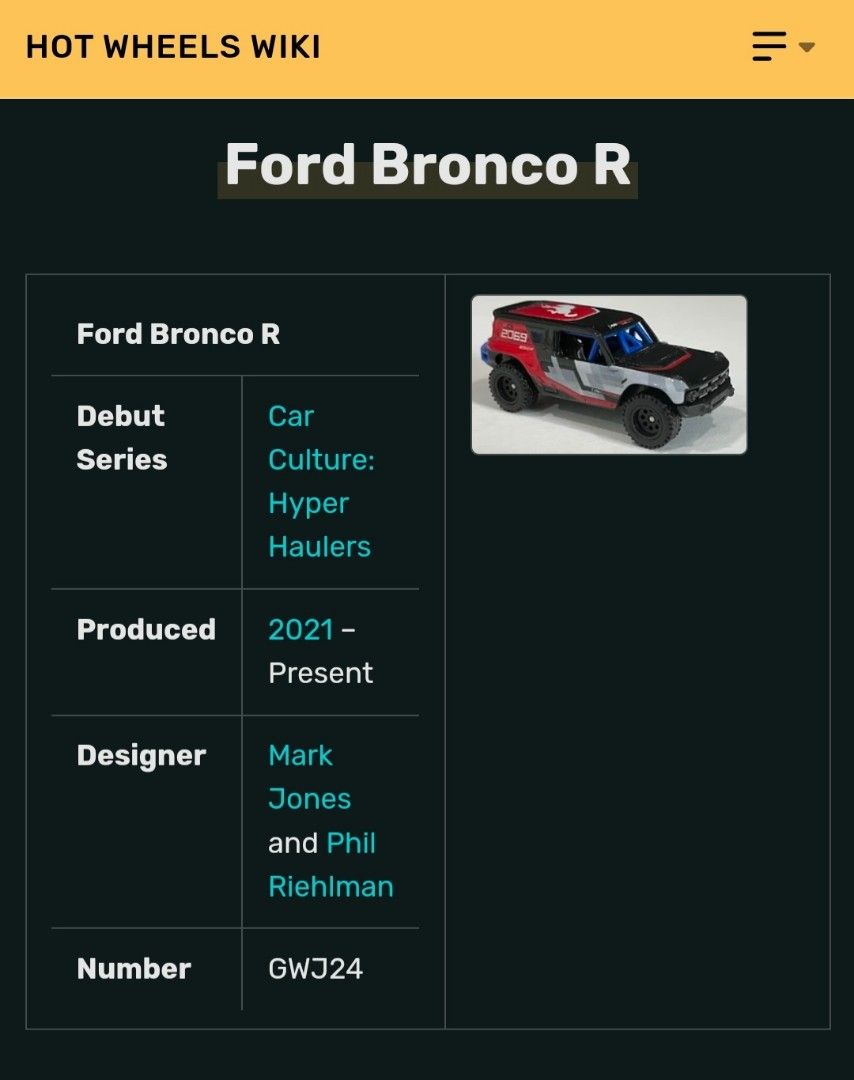 Ford Bronco R, Hot Wheels Wiki