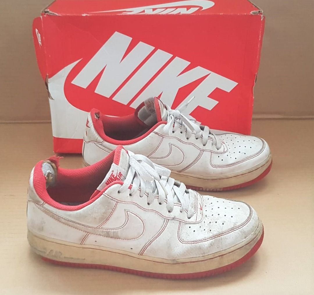 Nike Air Designer Sneakers USA Air Force One US 10.5 UK 9.5 Euro 44.5 White University Red Athletic Shoes Nike Original Limited Edition