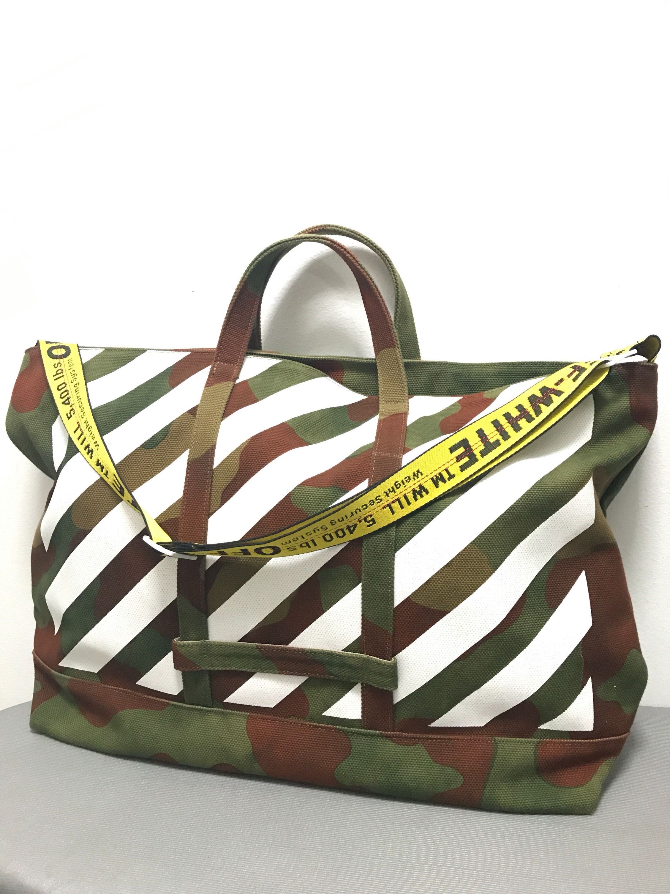 Off white camo sales tote bag