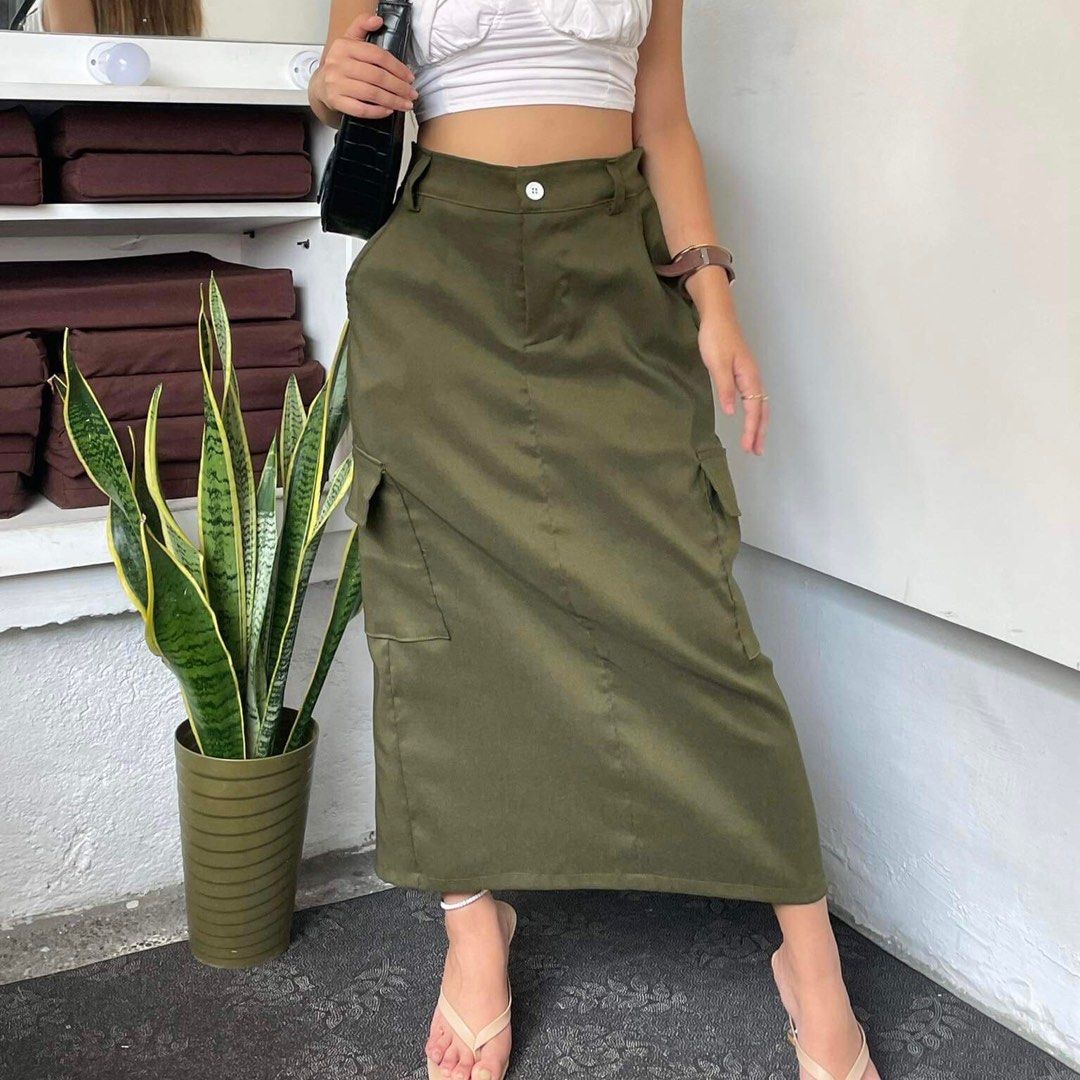 Cargo on sale skirt long