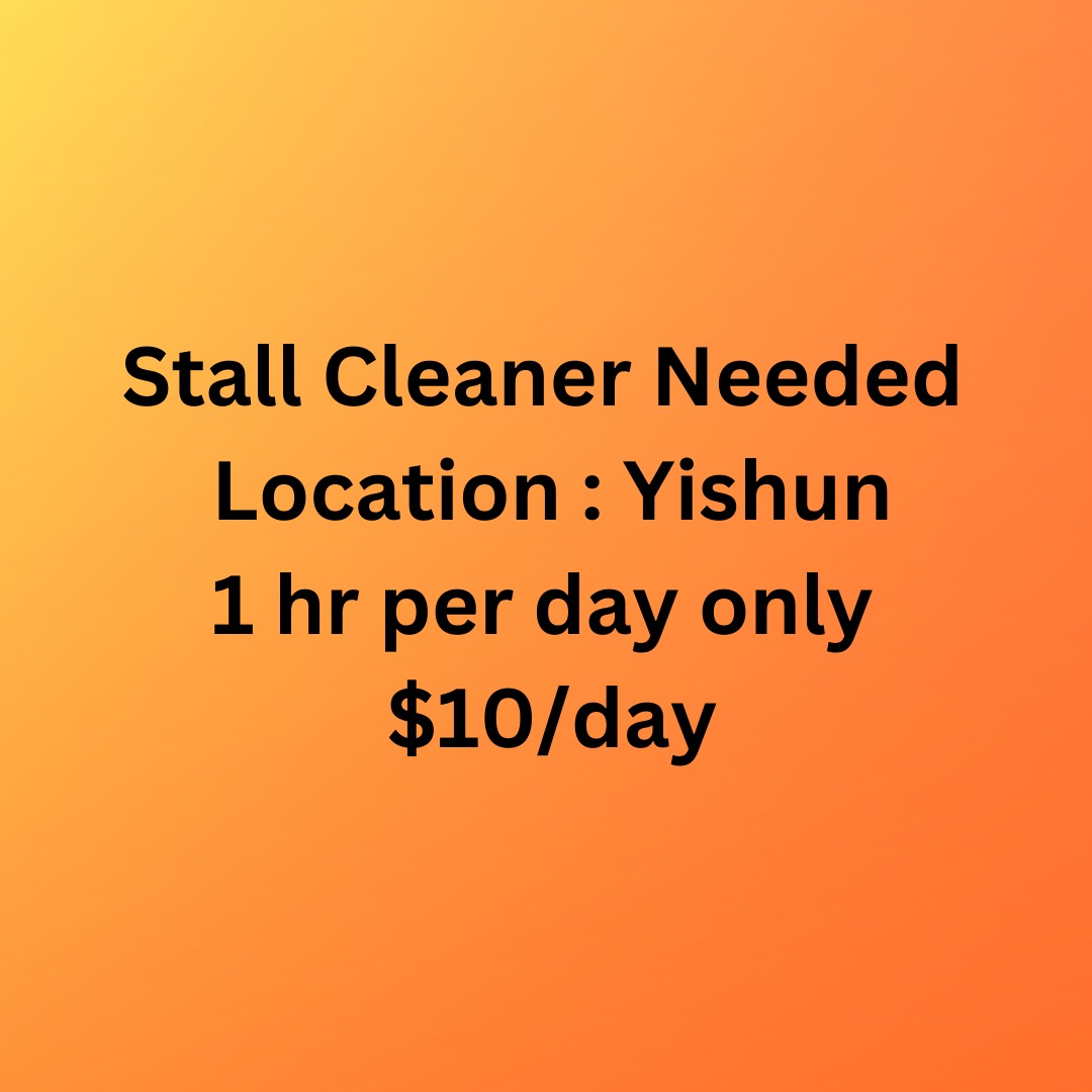 PartTime Stall Cleaner, Jobs, Hospitality, F&B on Carousell