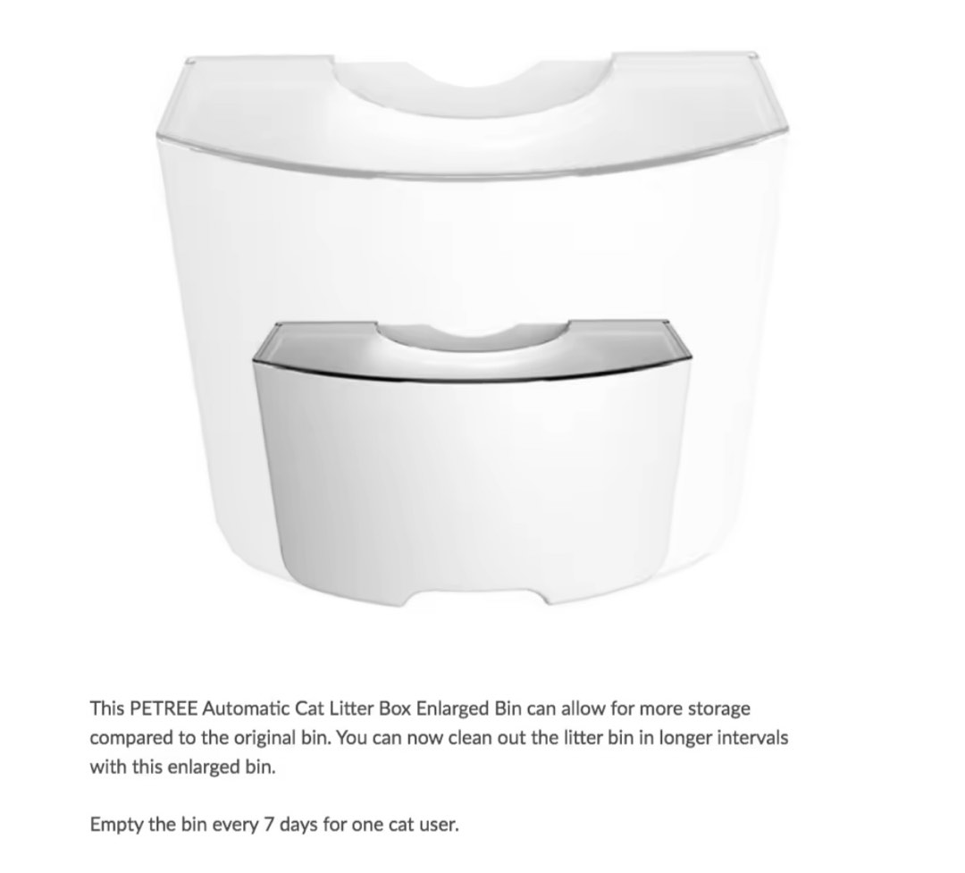 PETREE Automatic Cat Litter Box Enlarged Bin ( For Gen 1 ), Pet