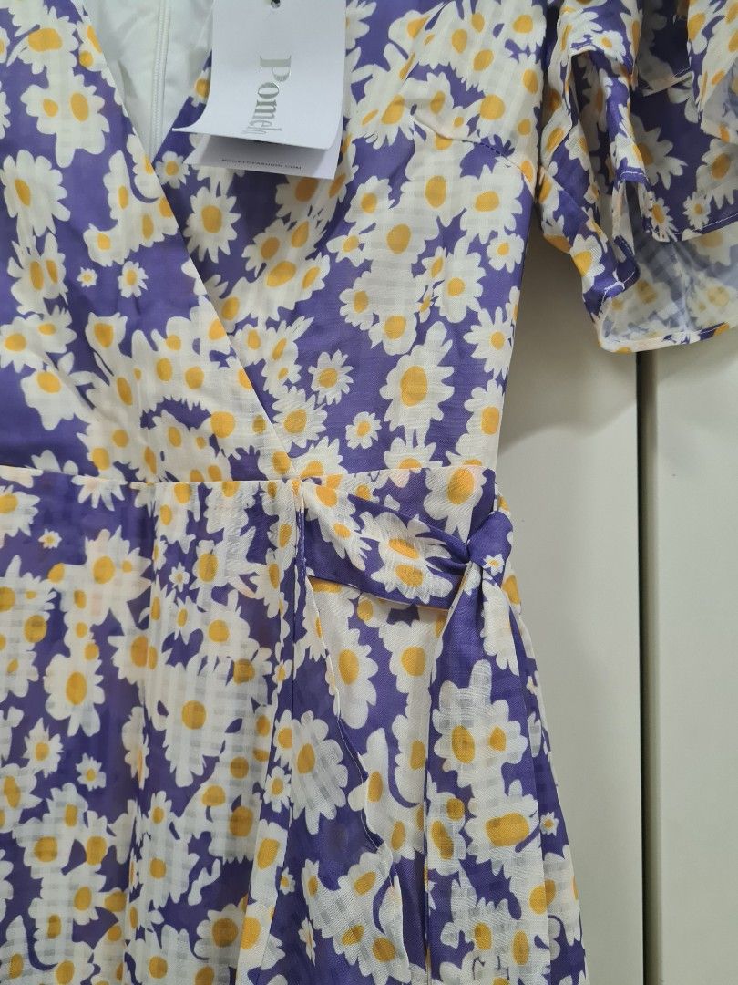 Pomelo floral purple yellow dress Women s Fashion Dresses