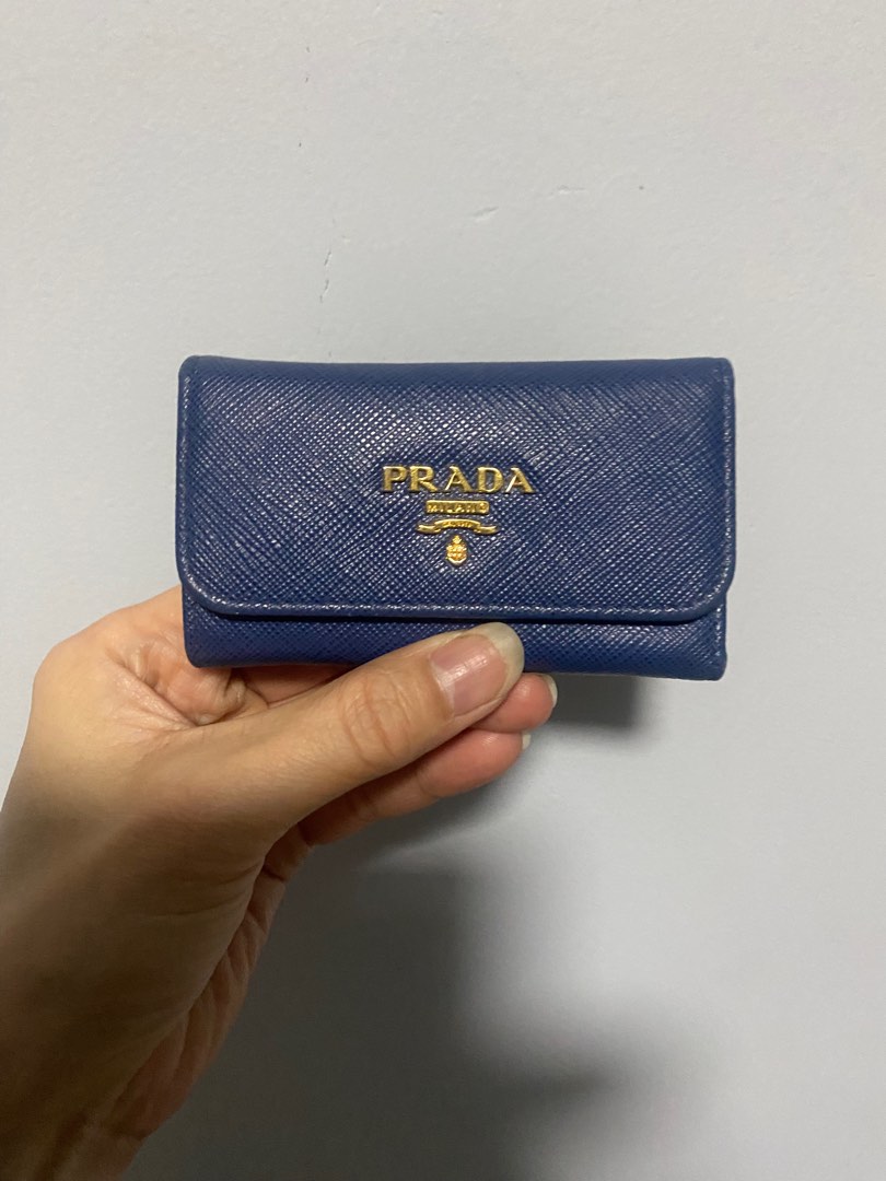 PRADA Orange Saffiano Leather Wallet Key Chain - The Purse Ladies