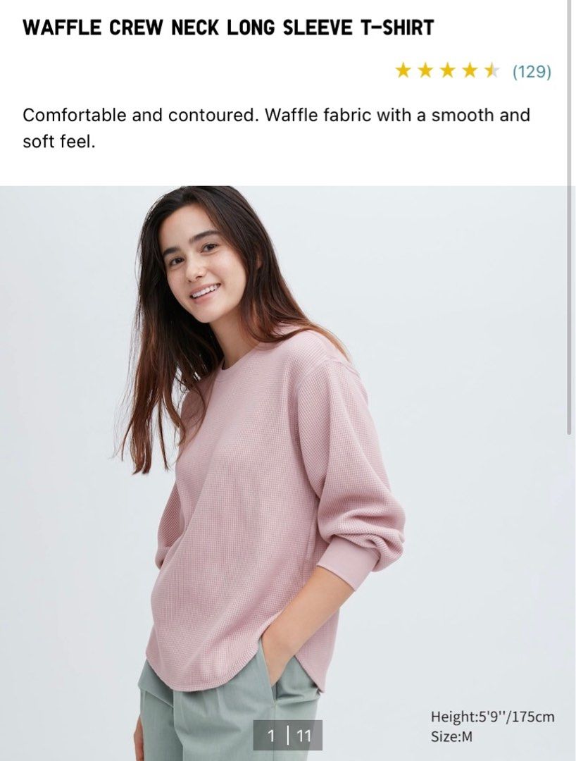 Preloved UNIQLO Women Waffle T shirt Pink