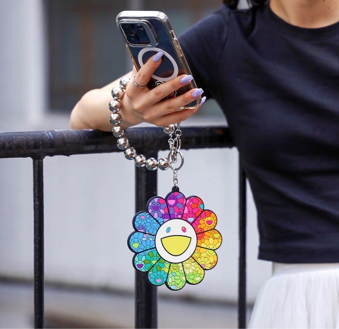 Takashi Murakami Flower Rubber Key Ring Flower Rubber Keyring Clear Rainbow  & White