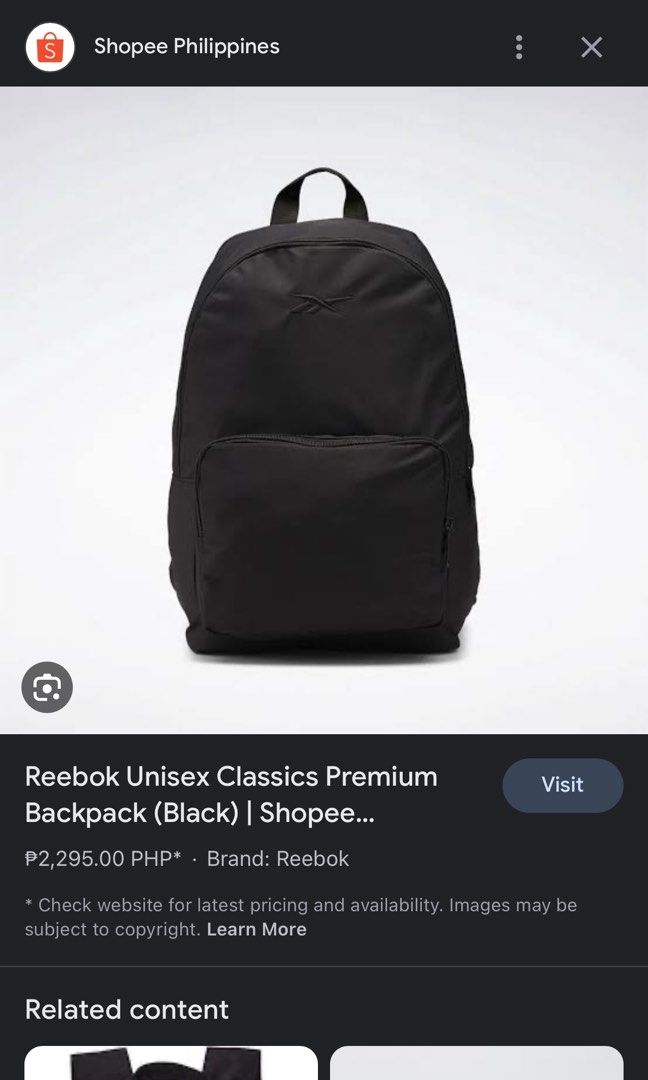 Reebok backpack philippines store