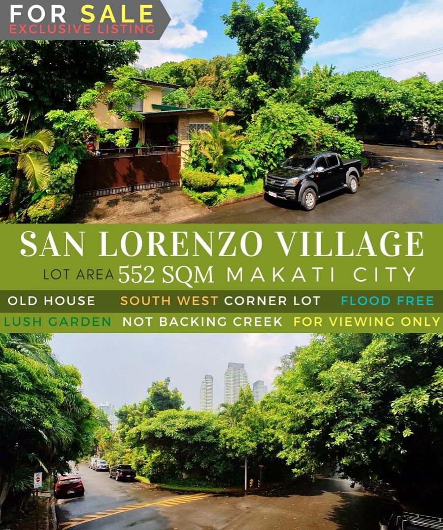 San Lorenzo Village Makati City Prime Corner Lot House For Sale Southwest Facing with Lush