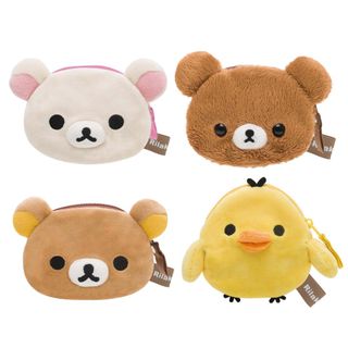 San-X 日本正版 Rilakkuma 鬆弛熊 牛奶熊 豬鼻雞 蜜茶熊 頭型 毛毛散紙包 零錢包64205968445954110