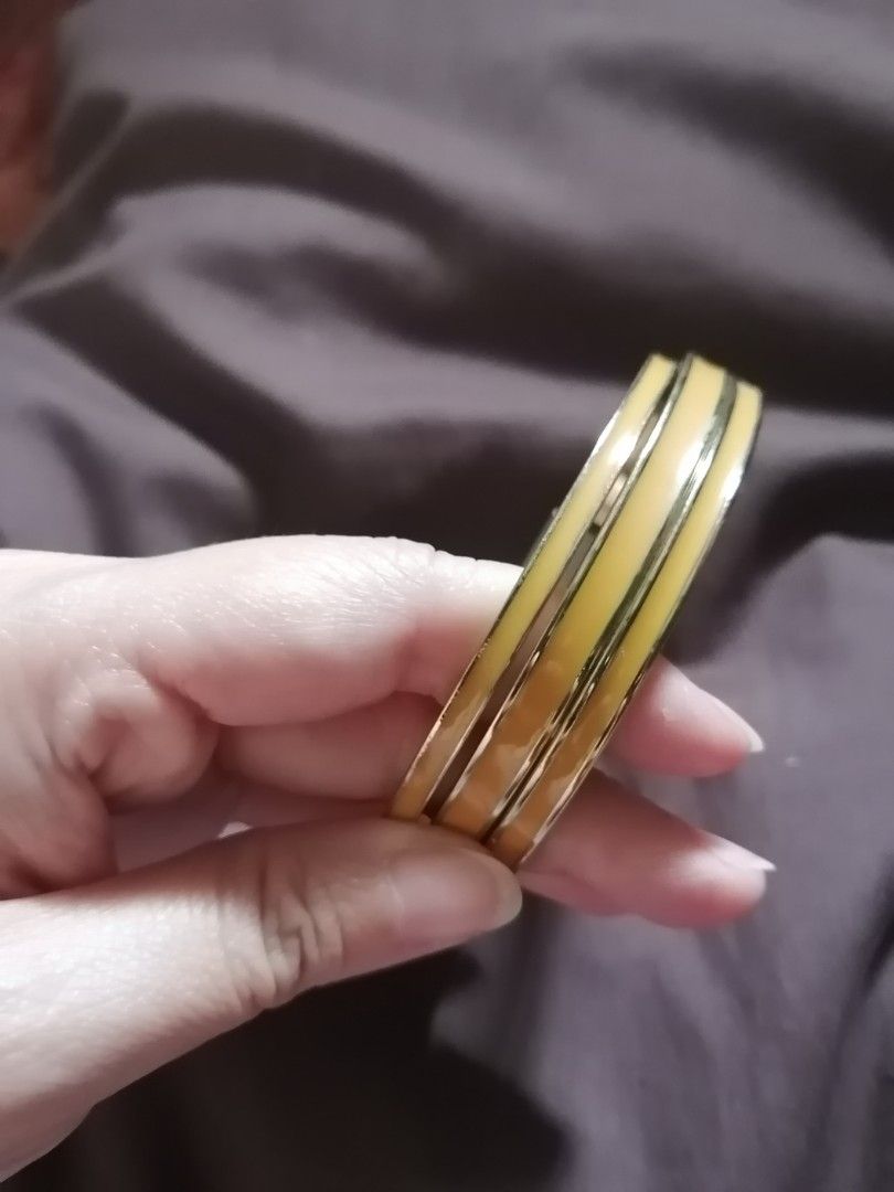 Set of 3 orange gold bangles Women s Fashion Jewelry