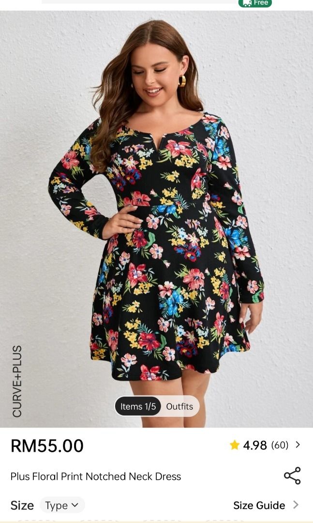 Shein Floral Dress (Plus size), Women's Fashion, Dresses & Sets, Dresses on  Carousell