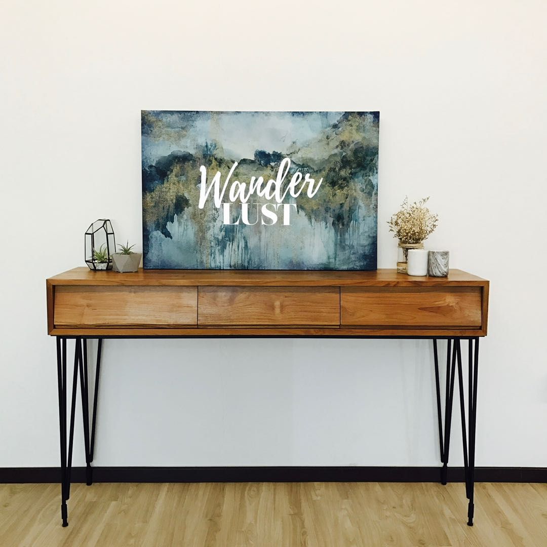 Solid Teak Sideboard Console (Category: Shelves, Cabinets & Racks) located in Singapore. Submitted by sjsjsjsj (Listing ID 1244521199, Image 2). Description: Length 150cm x Width 35cm x Height 89cm Solid teak sideboard console with 3 drawers. Custom built by secondcharm. Arrange your own delivery collect at Hougang..