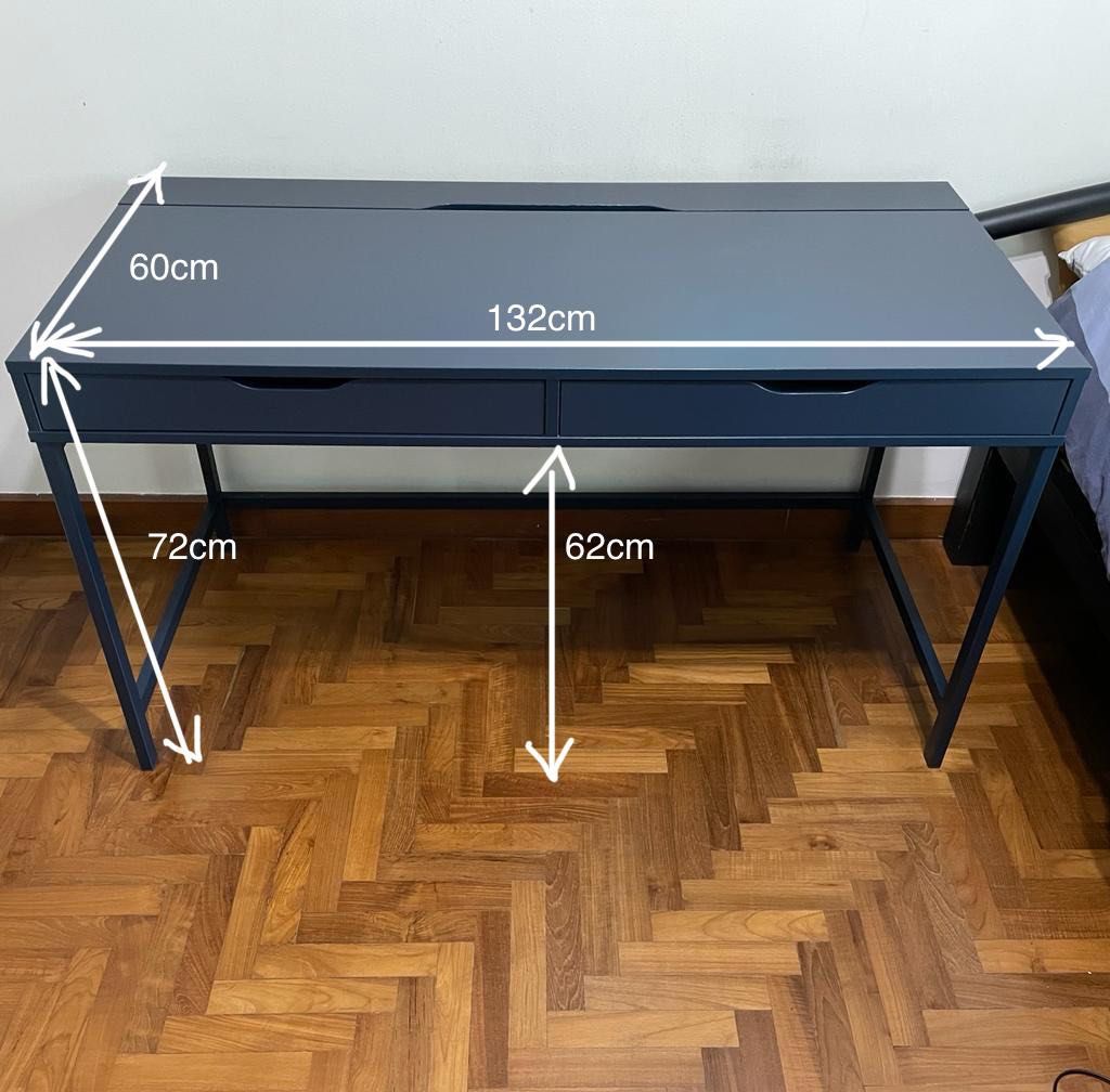 Final week moving: Study desk table blue with drawers heavy duty with ...