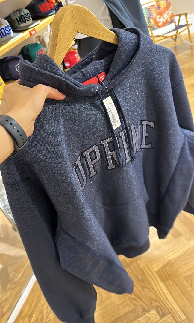 Supreme navy glitter Arc Hooded Sweatshirt (SS23), 名牌, 服裝