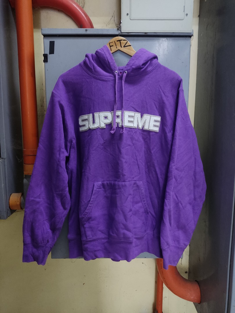 Supreme perforated leather hooded Sweatshirt Purple