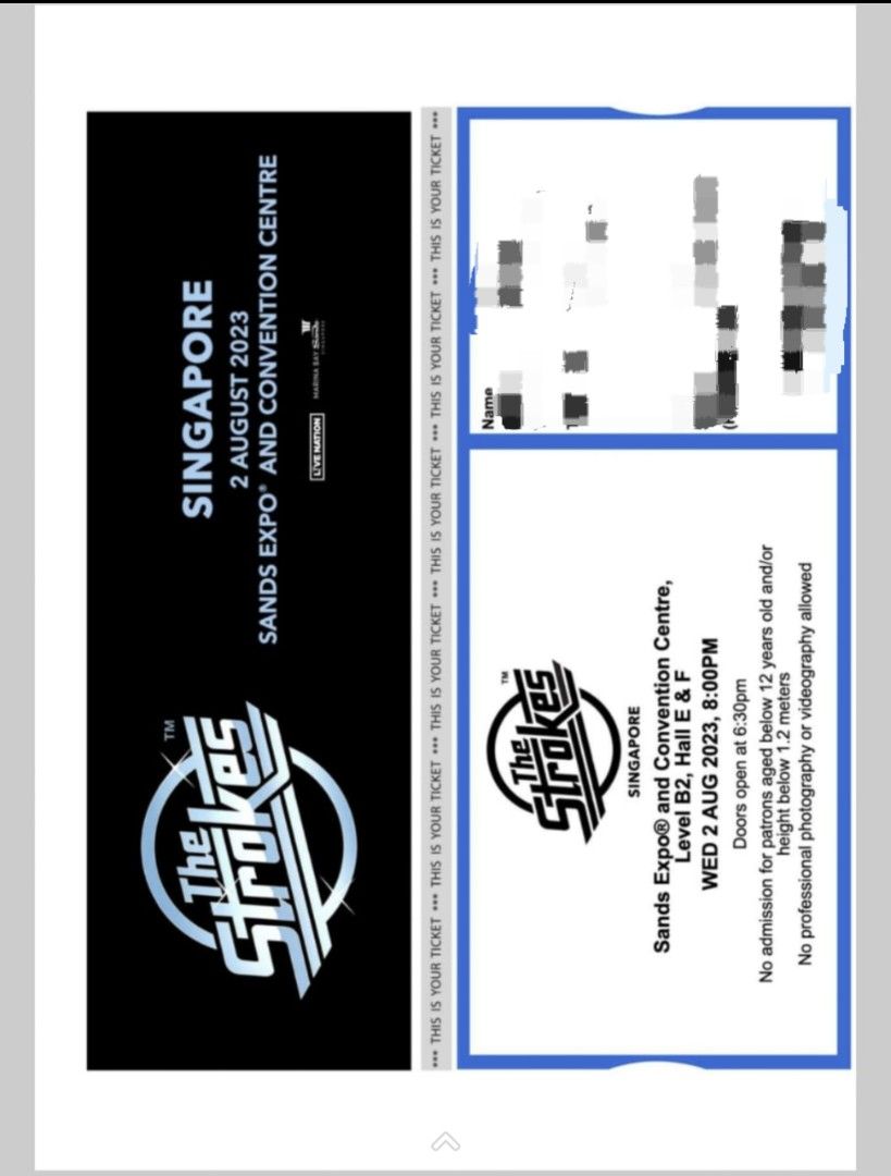 The Strokes Live in Singapore 2023 (x 1 GA standing ticket), Tickets