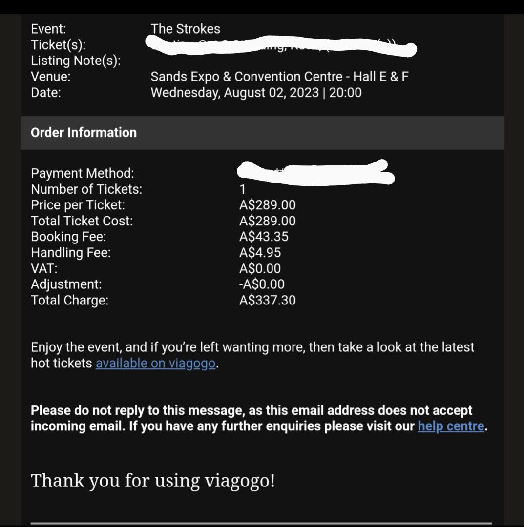 The Strokes Live in Singapore 2023 (x 1 GA standing ticket), Tickets