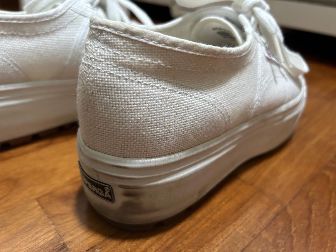 Superga 2790 silver double sole best sale flatform trainers