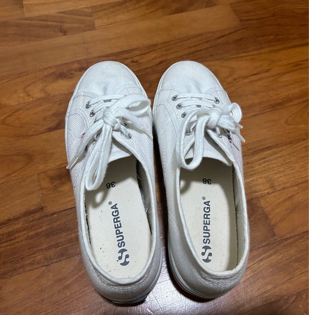 Superga 2790 silver double sole flatform trainers top