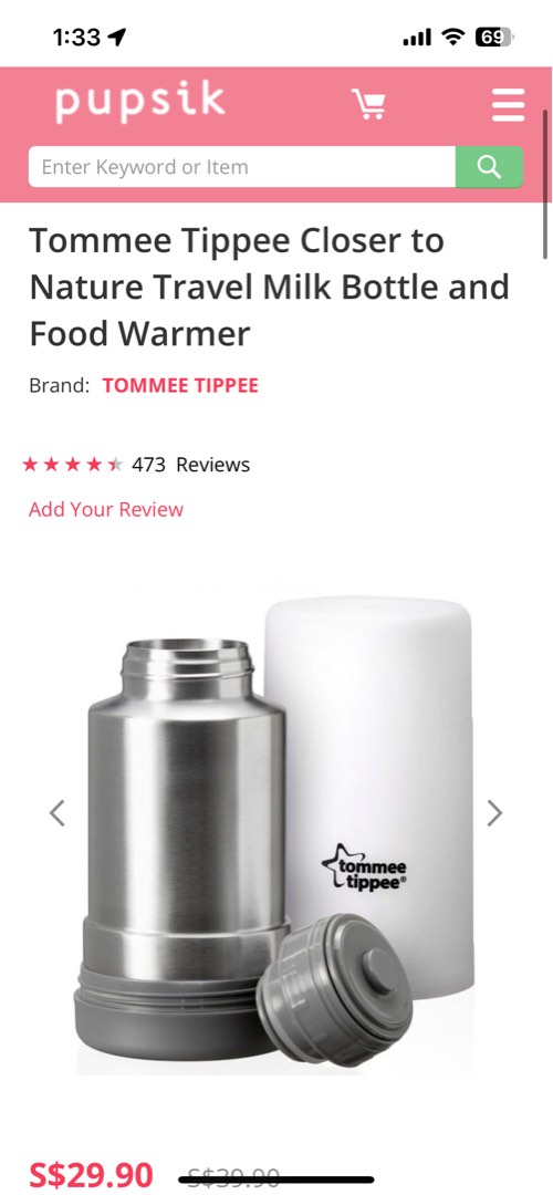 Tommee Tippee Closer to Nature Travel Bottle and Food Warmer, Babies