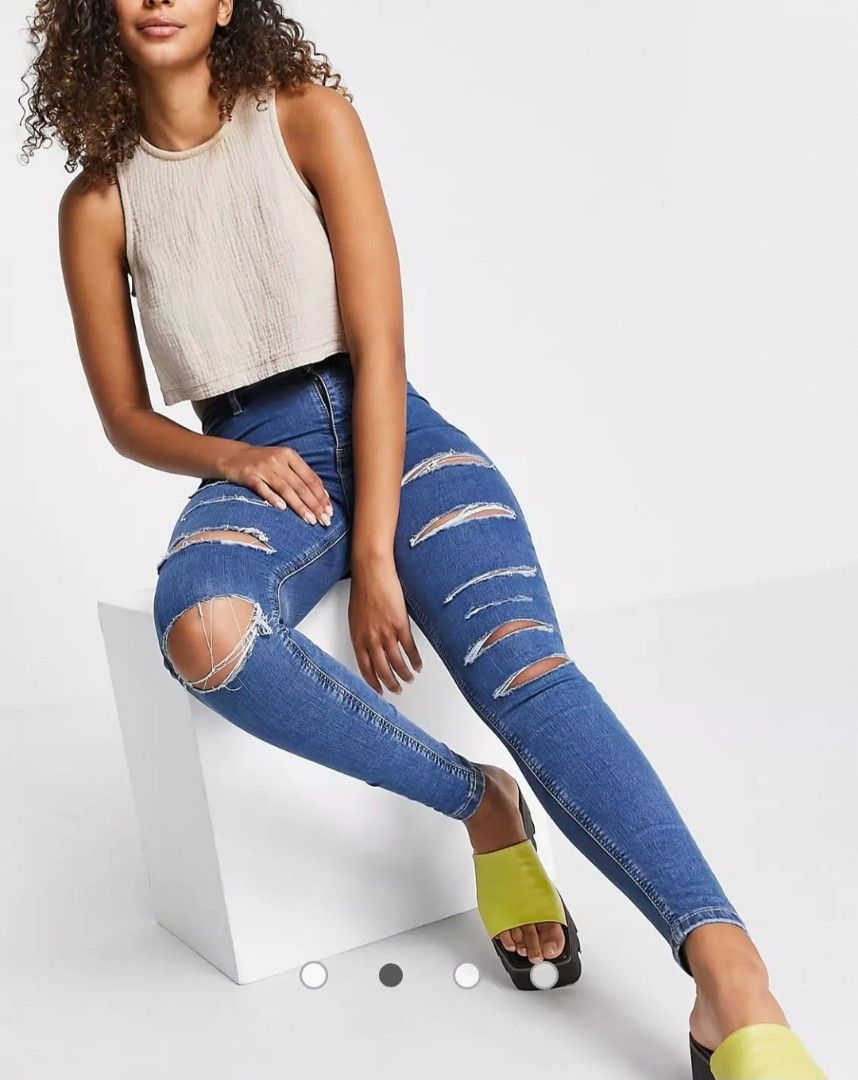 Grey Super Ripped Joni Jeans Cheap Topshop Joni Super High Waisted