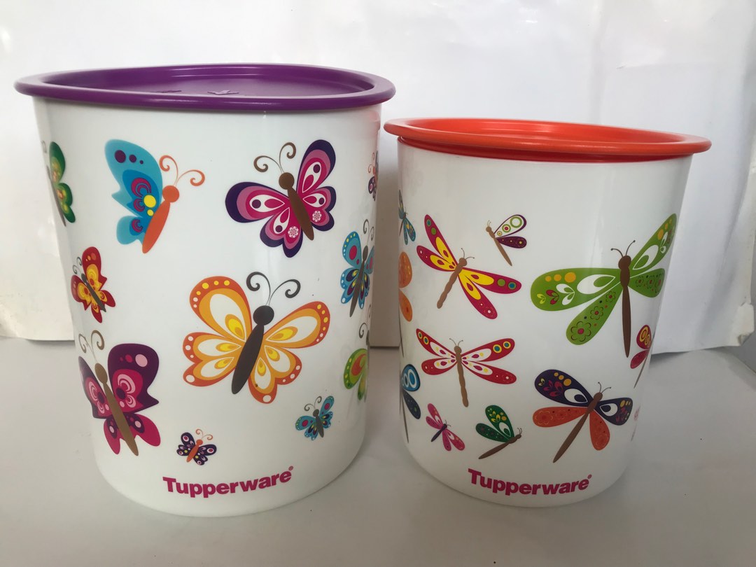 Tupperware butterfly canister on carousell