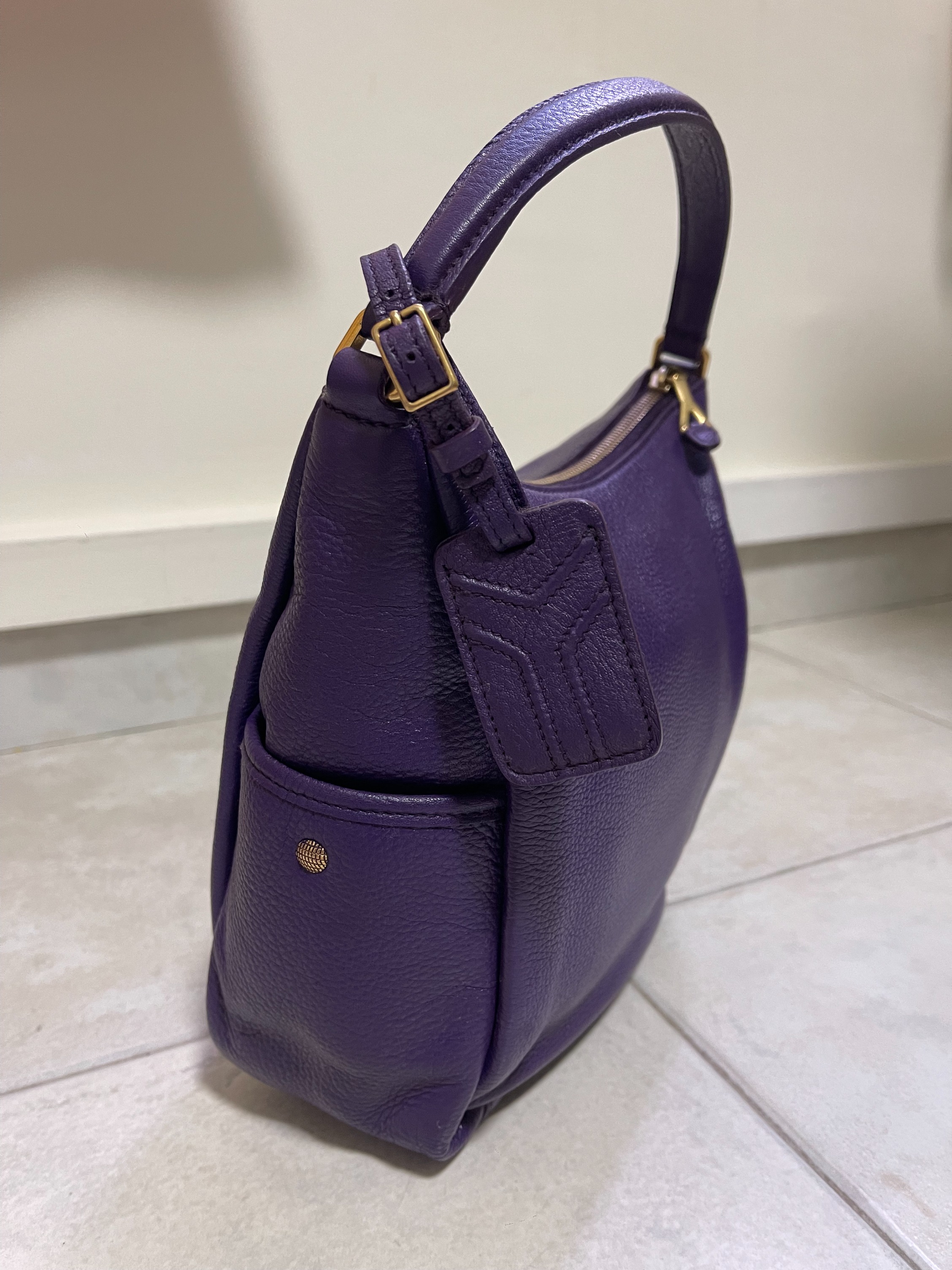 Purple sales leather bag
